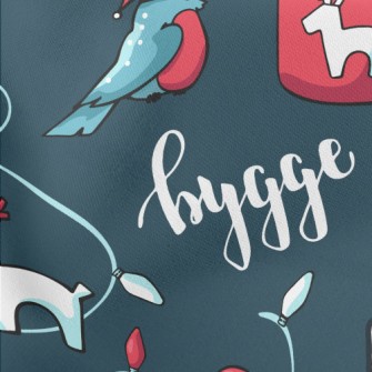 Christmas Bluebird Hot Cocoa Lightweight Cotton Poplin