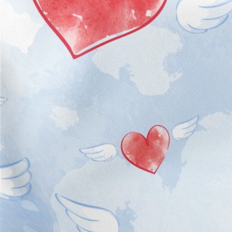 Watercolor Love Heart Wings Lightweight Cotton Poplin