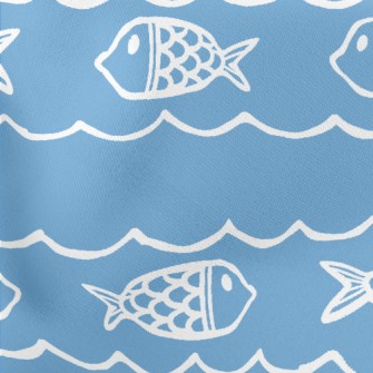 Striped Basket Fish Lightweight Cotton Poplin