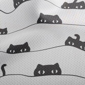 Peeping Black Cat With Big Eye Athletic Mesh Flat Back