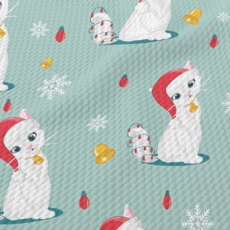 Beautiful Christmas Kitten Birdseye Piqué