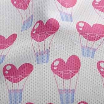 Heart Shaped Hot Air Balloon Athletic Mesh Flat Back