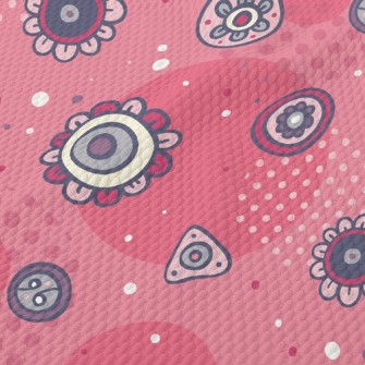 Childlike Cartoon Flowers Birdseye Piqué
