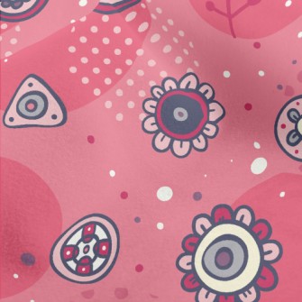 Childlike Cartoon Flowers Micro Fleece