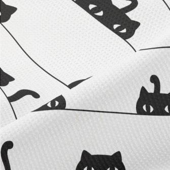 Peeping Black Cat With Big Eye Piqué