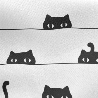 Peeping Black Cat With Big Eye Jersey Backed Fleece