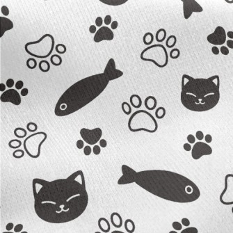 Smiling Cat Dried Fish Jersey Backed Fleece