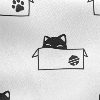 Cute Cardboard Box Cat Jersey Backed Fleece