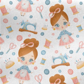 Cute Tailor Girl Jersey Backed Fleece