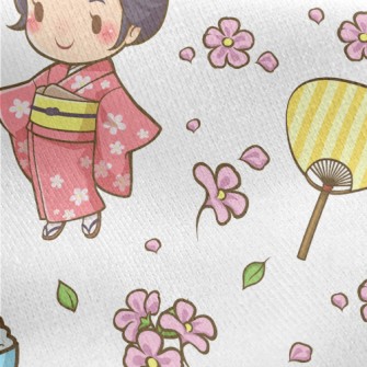 Kawaii Japanese Girl Jersey Backed Fleece