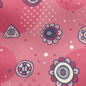 Childlike Cartoon Flowers Jersey Backed Fleece