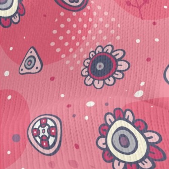 Childlike Cartoon Flowers Stretch Jersey
