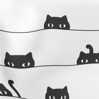 Peeping Black Cat With Big Eye Lightweight Cotton Poplin
