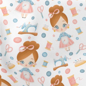 Cute Tailor Girl Lightweight Cotton Poplin