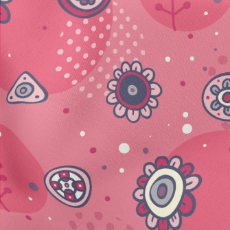 Childlike Cartoon Flowers Lightweight Cotton Poplin