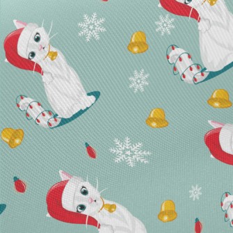 Beautiful Christmas Kitten Midweight Cotton Poplin