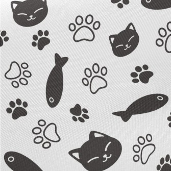 Smiling Cat Dried Fish Midweight Cotton Poplin