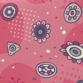 Childlike Cartoon Flowers Midweight Cotton Poplin