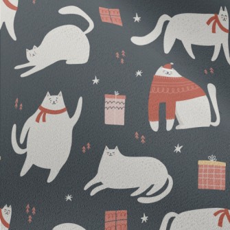 Christmas White Cat And Gifts Chiffon