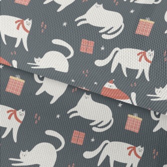 Christmas White Cat And Gifts Waterproof Oxford