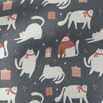 Christmas White Cat And Gifts Waterproof Canvas