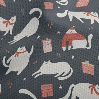 Christmas White Cat And Gifts Athletic Mesh Flat Back