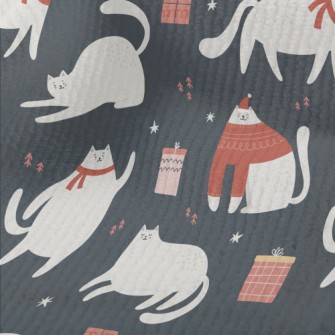 Christmas White Cat And Gifts Terry