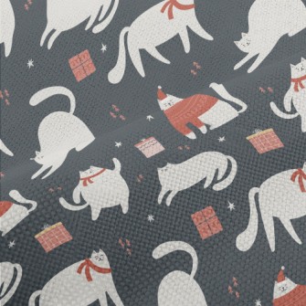 Christmas White Cat And Gifts Performance Linen