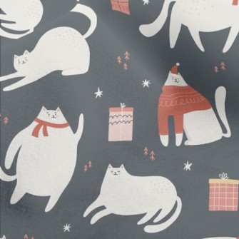 Christmas White Cat And Gifts Micro Fleece