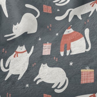 Christmas White Cat And Gifts Minky