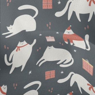 Christmas White Cat And Gifts Lightweight Performance Linen