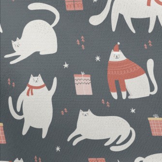 Christmas White Cat And Gifts Pongee