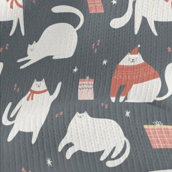 Christmas White Cat And Gifts Stretch Jersey