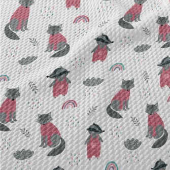 Cute Wolf And Playful Badger Birdseye Piqué