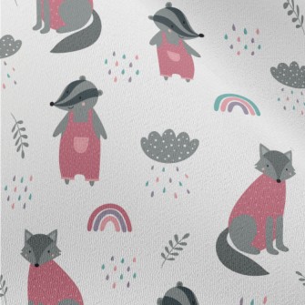 Cute Wolf And Playful Badger Chiffon