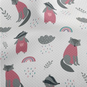 Cute Wolf And Playful Badger Athletic Mesh Flat Back