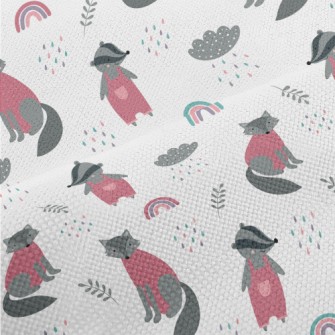 Cute Wolf And Playful Badger Performance Linen