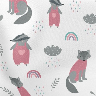 Cute Wolf And Playful Badger Stretch Ponte