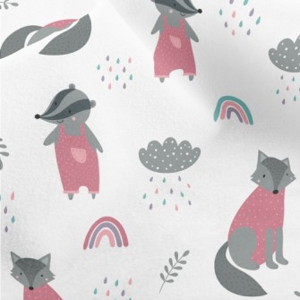 Cute Wolf And Playful Badger Micro Fleece