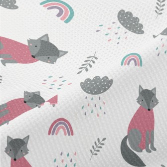 Cute Wolf And Playful Badger Piqué