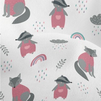 Cute Wolf And Playful Badger Lightweight Performance Linen