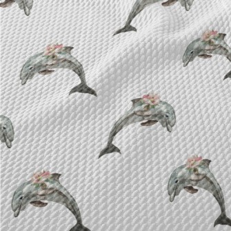 Dolphin With Flowers On Its Bo Birdseye Piqué