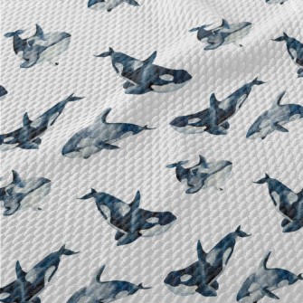 Killer Whales Swimming Freely Birdseye Piqué