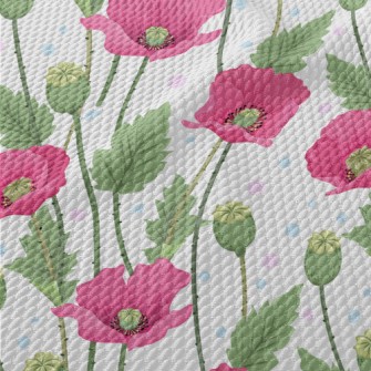 Poppies Blooming Everywhere Birdseye Piqué