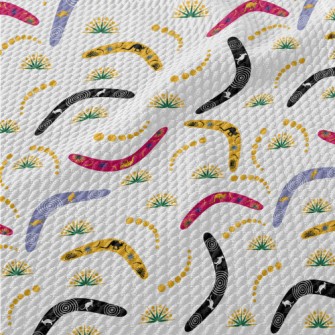 Kangaroo Image On Boomerang Birdseye Piqué