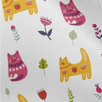 Colorful Cats And Flowers Chiffon