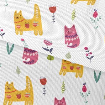Colorful Cats And Flowers Waterproof Oxford