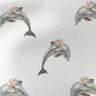 Dolphin With Flowers On Its Bo Waterproof Canvas