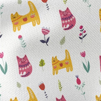 Colorful Cats And Flowers Waterproof Canvas