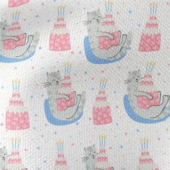 Greedy Cat Holding Cake Waterproof Canvas